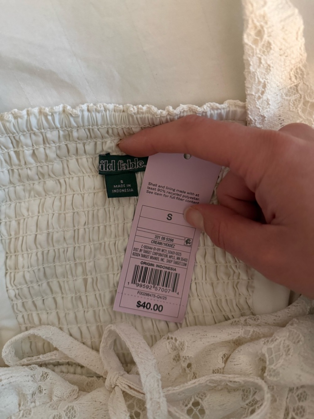 Target Women’s Midi Lace Basque Empire Waist Dress - Wild Fable - Cream - Picture 5 of 5